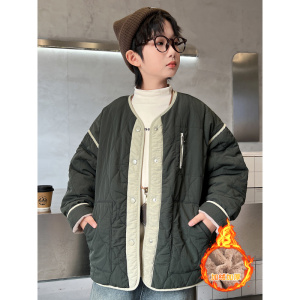 儿童装男童冬装加绒外套新款秋冬款中大童男孩冬季夹棉棉服潮