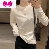 七斓正肩打底白体t恤女长袖高级感内搭冬简约基础款修身叠穿上衣