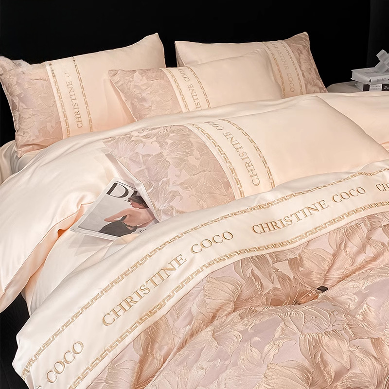 新款水洗冰丝提花四件套2026新款轻奢床单被套夏季天丝滑床品