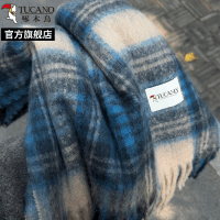 啄木鸟2024冬新款蓝色格子围巾女冬季保暖氛围感情侣百搭围脖学生