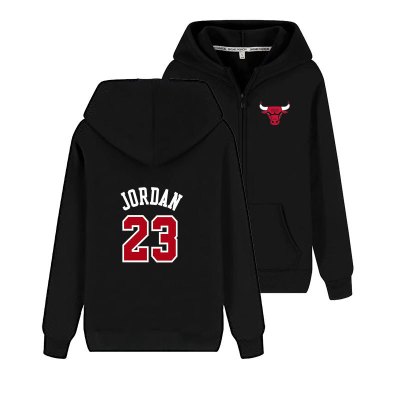 珂卡慕(KEKAMU)卫衣男女加绒春秋开衫拉链连帽外套nba公牛队球星飞人23罗斯1号款公牛23号红标-黑拉链卫衣S