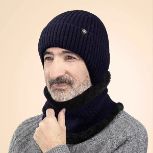 啄木鸟中老年帽子男士冬季保暖护耳老人帽爸爸爷爷针织加绒毛线帽