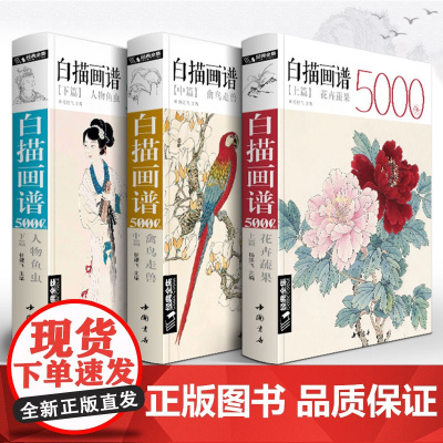 [上中下三册]经典全集 白描画谱5000例·上篇·花卉果蔬/中篇·禽