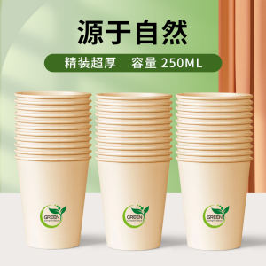 纸杯一次性杯子水杯家用加厚本色整箱批发咖啡热饮纸杯定制印logo