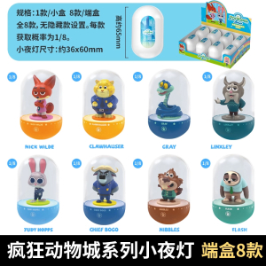 正版疯狂动物城小夜灯摆件盲盒卧室台灯氛围灯发光手办周边礼物新