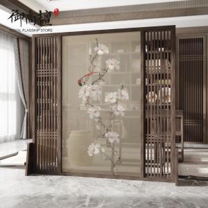 BONJEAN新中式半透装饰卧室遮挡家用隔断客厅屏风移动入户玄关办公室座屏