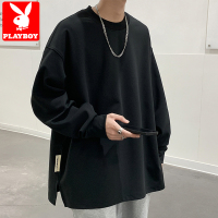 花花公子长袖t恤男士秋冬季宽松大码卫衣潮牌圆领无帽打底衫春秋