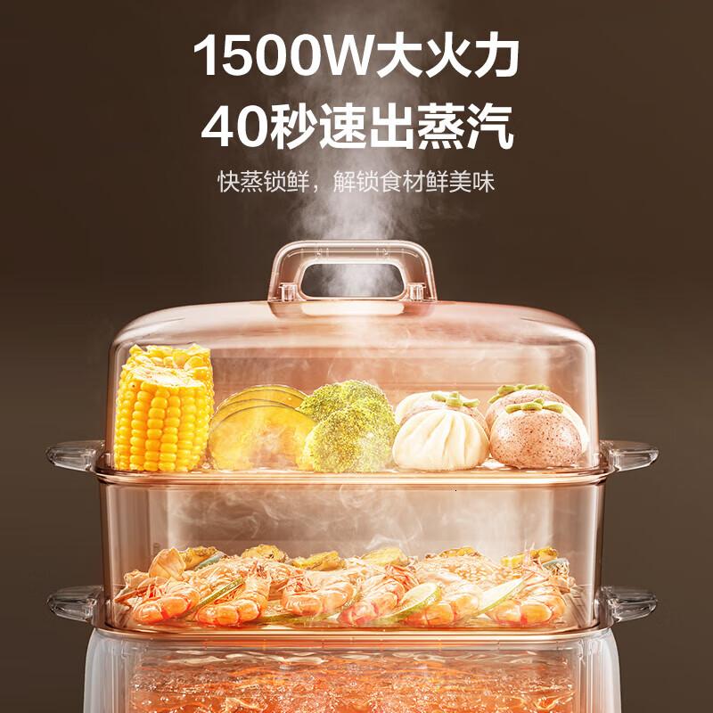 苏泊尔(SUPOR)蒸锅电蒸锅炖蒸煮一体三层大容量多功能蒸汽锅不锈钢蒸笼馒头包子家用多层早餐电火锅 ZN30FC869
