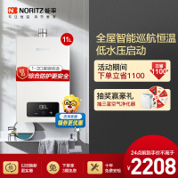 能率(NORITZ) 11升燃气热水器 全屋恒温巡航 多点用水恒温 智慧息屏 天然气强排式 11EA2FEX