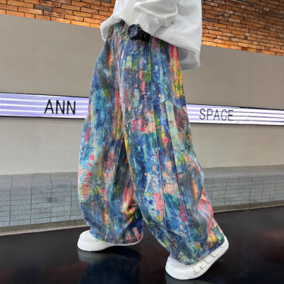 男童秋装裤子中大儿童装休闲裤春秋款新款秋季扎染长裤炸街潮