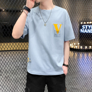 夏季新款男装短袖T恤青春休闲宽松时尚百搭潮流纯棉印花上衣