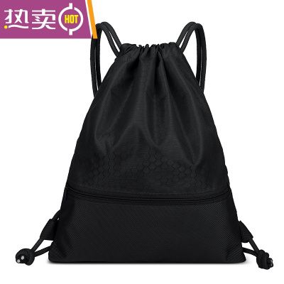 NEWLAKE束口袋抽绳双肩包防水轻便折叠旅行运动简易背包健身女拉绳购物袋