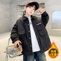 男童加厚外套秋冬款新款中大童夹棉男孩冬季儿童工装薄款棉衣