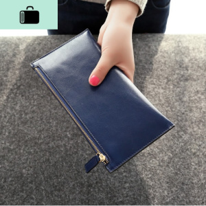 新款韩版女士长款钱包拉链超薄款软牛皮钱夹简约ins手拿包学生潮NEW LAKE