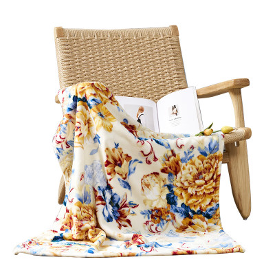 富安娜 多功能法兰绒午休毯-落英缤纷 80*120cm