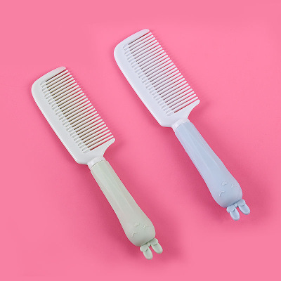 梳子可爱学生韩版网红卡通少女防静电家用塑料洛滑小仙女梳便携直发梳2个兔子绿+蓝-