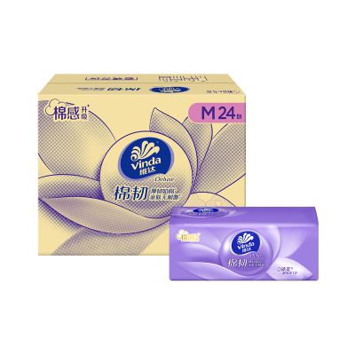 维达棉韧立体美4D压花抽纸3层M码100抽24包 家用实惠装餐巾纸面巾纸卫生纸纸巾-新旧混发