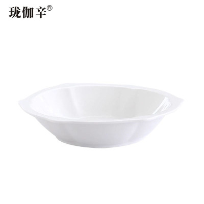 珑伽辛 白色陶瓷雪花碗 9英寸/个