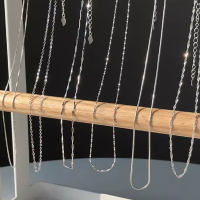 S925纯银项链女裸素链子简约百搭时尚经典锁骨链蛇骨链盒子链送女朋友老婆情人节七夕生日礼物