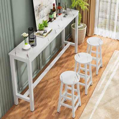 域赢 靠墙吧台桌简约家用餐桌窄桌子长条桌高脚桌1桌+4椅