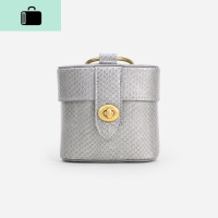 BAG小众个性 蛇纹迷你口红包链条圆筒包2020新款手提斜挎女包NEW LAKE 银色-女斜挎包