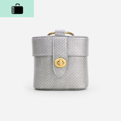 BAG小众个性 蛇纹迷你口红包链条圆筒包2020新款手提斜挎女包NEW LAKE 银色-女斜挎包