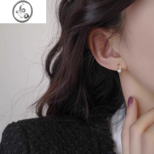 JiMi925银针法式珍珠耳钉女小众轻奢设计高级感气质耳环2023新款 金色一对