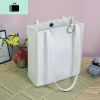 上班帆布包女ins风文艺单肩包日系韩版简约百搭白色手提手拎布袋NEW LAKE 米白色女士单肩包