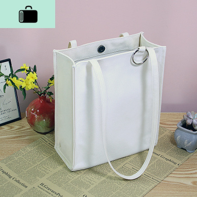 上班帆布包女ins风文艺单肩包日系韩版简约百搭白色手提手拎布袋NEW LAKE 米白色女士单肩包