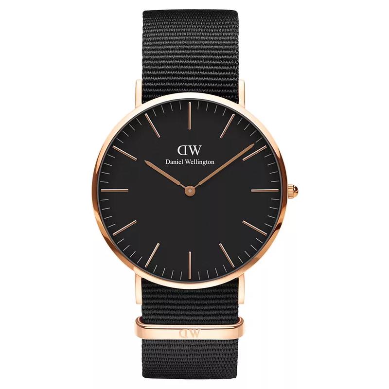 经典系列mm黑盘玫瑰金男表防水石英腕表