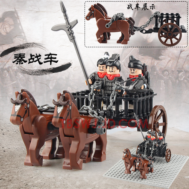 兼容小颗粒积木古代士兵大秦帝国秦始皇兵马俑战车moc第三方军事人仔