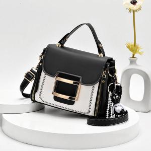 斯妮拉 轻奢高级质感复古百搭小包包女2023新款潮女包韩版清新小香风时尚单肩斜挎小包 黑色