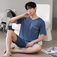 新款夏季男士睡衣莫代尔短袖短裤可外穿韩版套装加大码休闲家居服