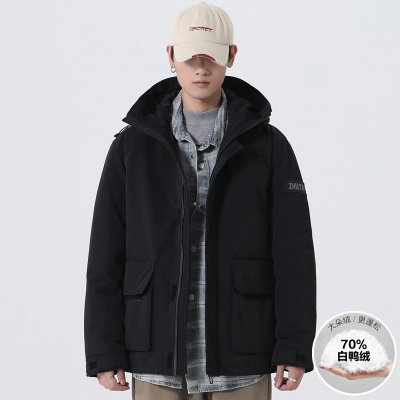 80白鸭绒羽绒服男士冬季新款宽松工装加厚保暖潮流有型休闲外套男