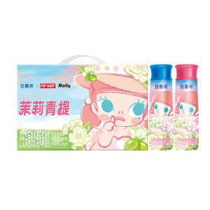[泡泡玛特Molly限定包装][6月生产]伊利安慕希PET茉莉青提味酸奶230g*10瓶/箱 礼盒装