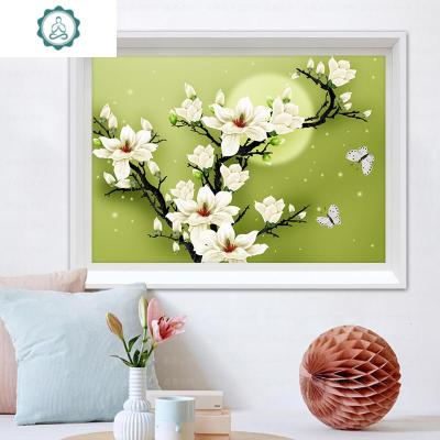 3D十字绣2020新款线绣小件简约现代花卉自己绣手工小幅卧室玉兰花封后3D绣花朵70*50CM棉线印花