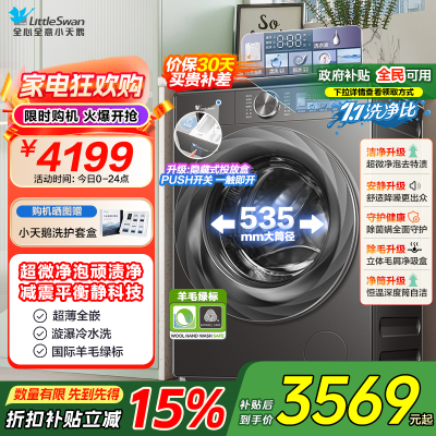 小天鹅小乌梅2.0 10KG滚筒洗衣机全自动超微净泡水魔方超薄全嵌 TG100S83PRO家电国家补贴