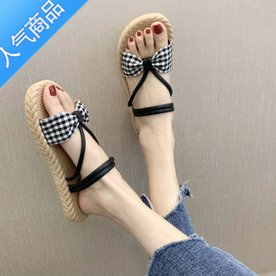 SUNTEK平底凉鞋女夏季时尚仙女风配裙子2023年新款法式沙滩两穿凉拖