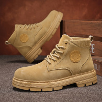 秋冬季新款超纤皮面纯色百搭高帮马丁靴高品质工装休闲运动潮男靴