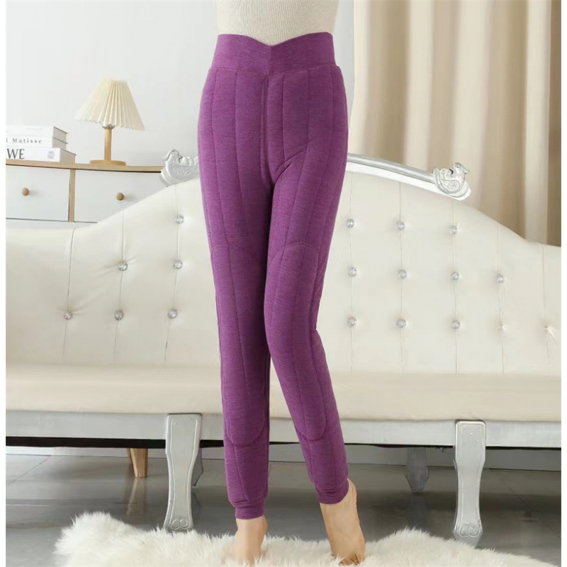 奶奶冬装加绒加厚保暖裤子妈妈装高腰打底裤女老年人护膝弹力棉裤