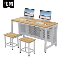 伟樽多媒体课桌一桌二凳140*60*75cm套