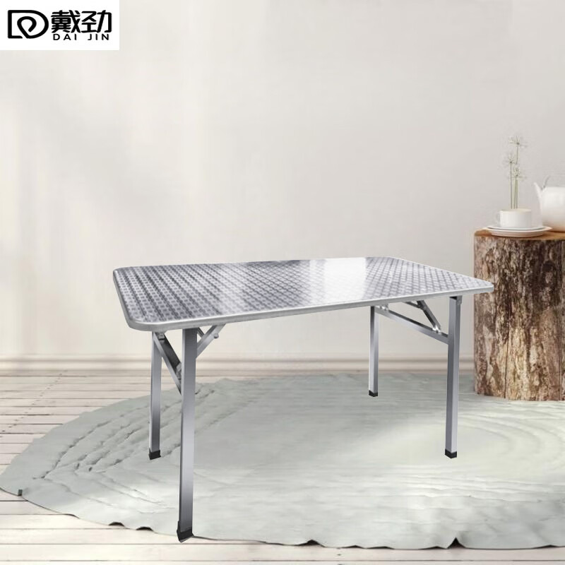 戴劲不锈钢餐桌圆台烧烤夜宵大排档餐桌农村摆地摊圆形桌0.8*1.2米