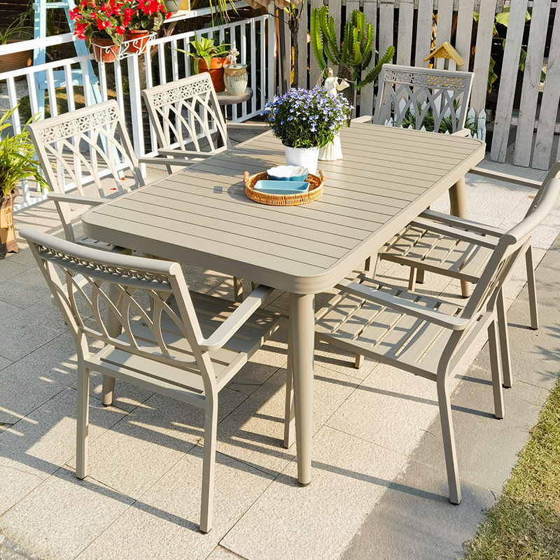 户外庭院桌椅别墅庭院露天阳台铝合金休闲简约室外碳钢桌椅组合
