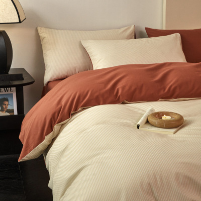 秋冬季北欧简约全棉印花磨毛四件套纯棉加厚保暖被套床上用品