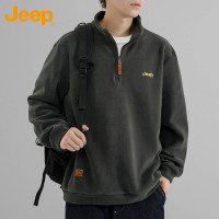 Jeep吉普休闲卫衣男士打底衫春秋季半拉链长袖t恤新款运动外套男