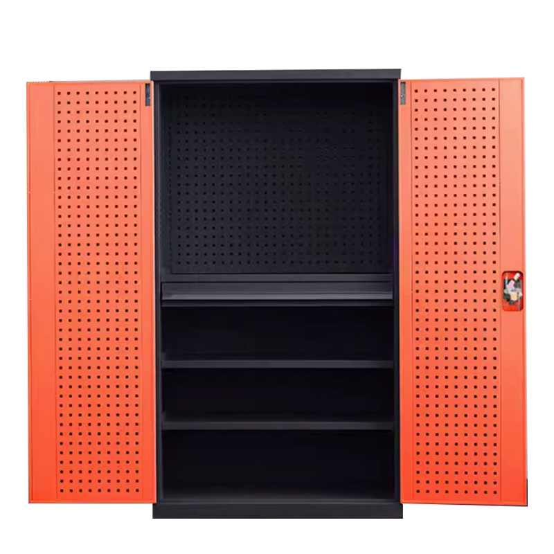 东升顺重型工具柜加厚物件工具储物柜工厂铁皮柜汽修厂零件收纳柜橘色四层一抽带挂板