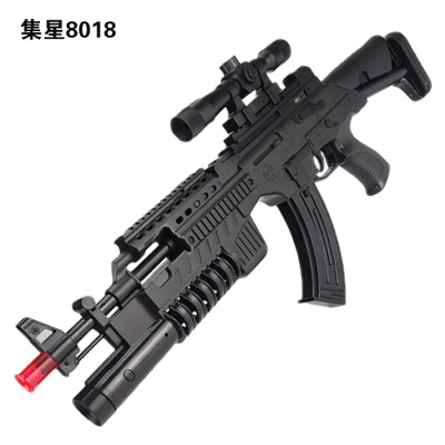 电动玩具声光冲锋儿童道具男孩玩具机关步抢集星8018加枪背带送普通5号电池
