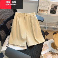 YIBUSHENG日系棉麻短裤女2024季新款大码梨形身材显瘦宽松高腰休闲五分裤