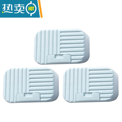 敬平家用学生宿舍肥皂盒皂架带盖创意香皂盒子旅行便携式密封塑料素色 条纹北欧蓝3个装