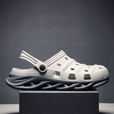 洞洞鞋男士夏季厚底沙滩鞋潮流包头凉鞋软底透气防滑室外穿凉拖鞋莎丞